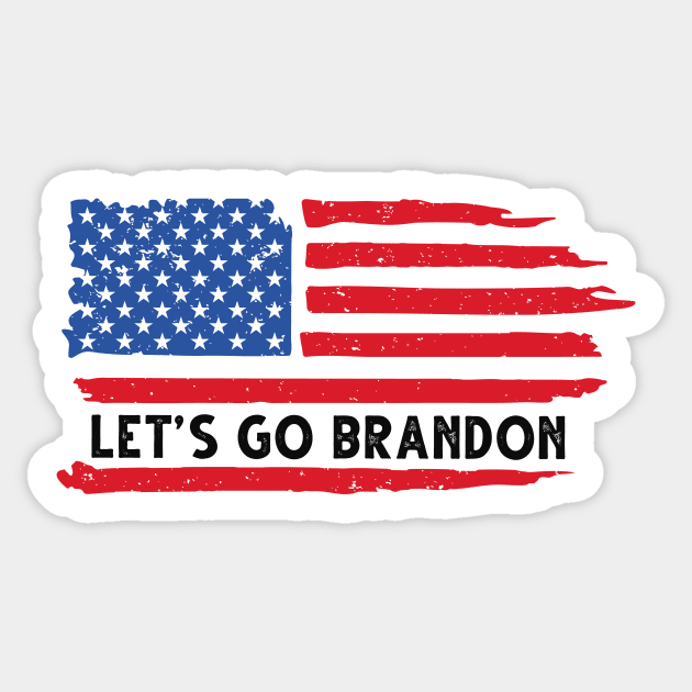 Let's Go Brandon Distressed USA Flag Sticker by BadrooGraphics Store